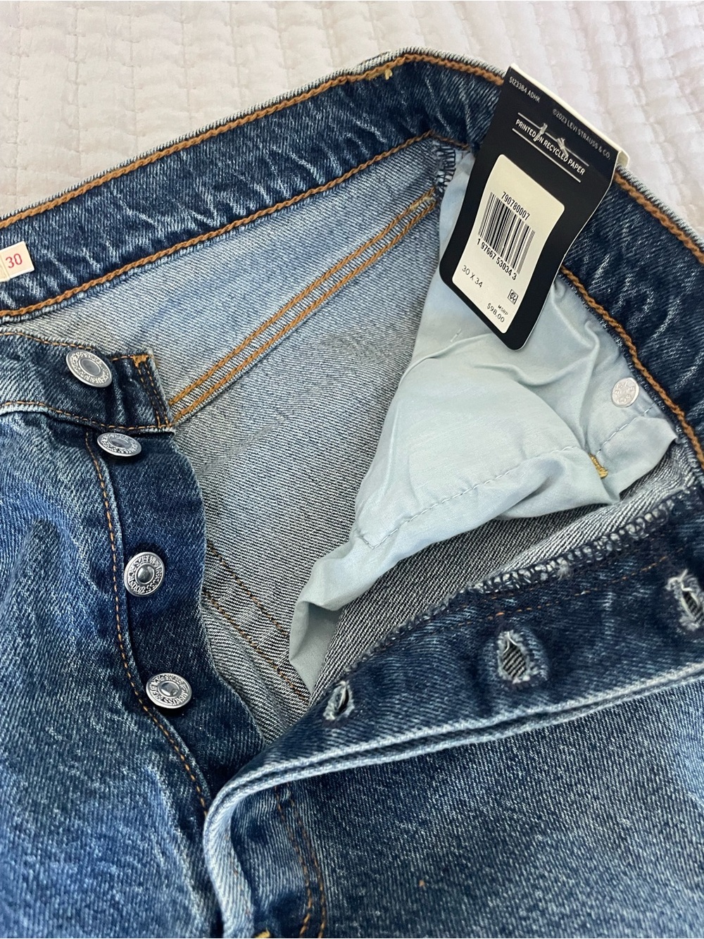 Levi’s Premium Ribcage Straight Jeans Sz 30 NWT High Rise Medium Wash - Picture 4 of 10